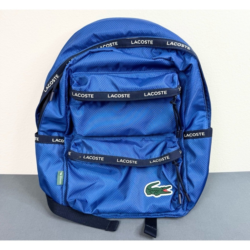LACOSTE Sport Kids Backpack With Padded Laptop Sleeve/Bottle Pockets Blue NWOT